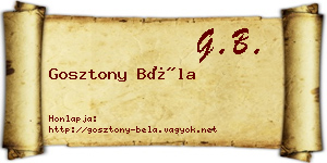 Gosztony Béla névjegykártya